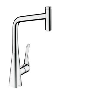 Dřezová baterie Hansgrohe Metris s vytahovací sprškou chrom 14786000