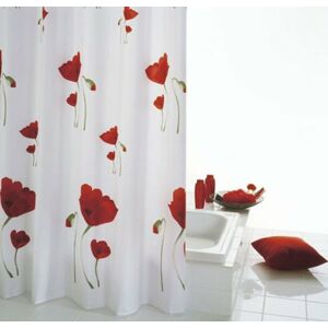 MOHN sprchový závěs 180x200cm, polyester, červenobílá