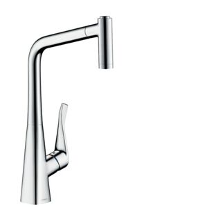 Dřezová baterie Hansgrohe Metris s vytahovací sprškou, 2 proudy chrom 73801000