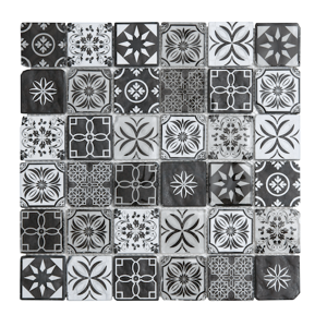 Skleněná mozaika Premium Mosaic černobílá 30x30 cm mat / lesk PATCHWORK48MIX2