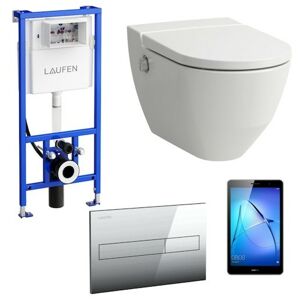 Akční balíček Laufen NAVIA závěsné WC + podomítkový modul + WC tlačítko chrom matné + tablet