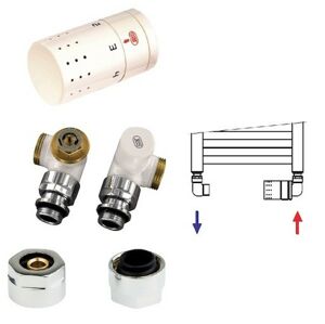 Isan O19BUC-01, bílá, designový termostatický set úhlový - triaxiální pro CU trubky