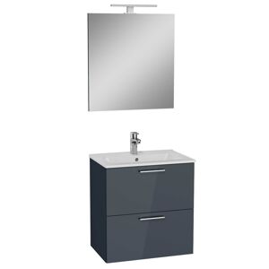 Koupelnová sestava s umyvadlem zrcadlem a osvětlením Vitra Mia 59x61x39,5 cm antracit lesk MIASET60A2
